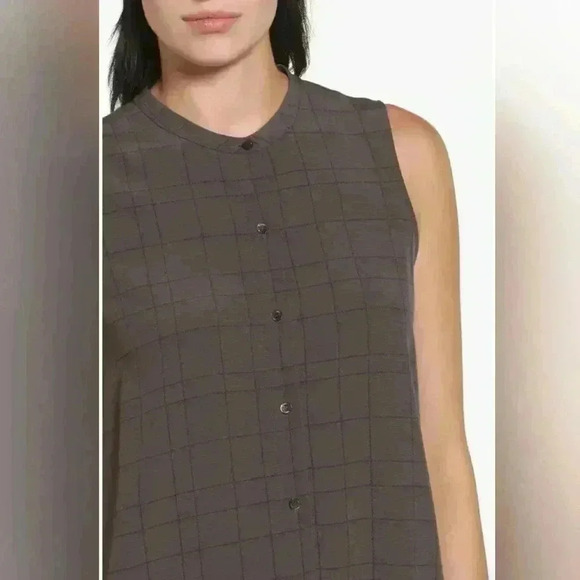 Eileen Fisher Tencel Blend Tunic Button Up Shirt Grey Size Small Petite Women's - Picture 4 of 13